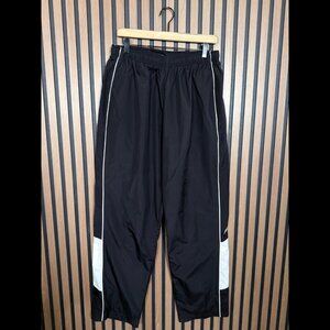 Vintage Reebok Track Pants Large x 30 Mens Black 100% Nylon Elastic Waist